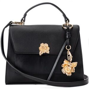 BCBGeneration Black Satchel with Gold Rose Accents